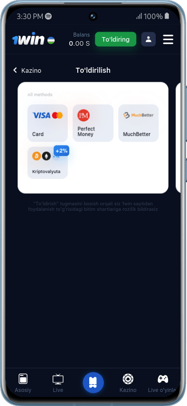 1wiz app Uzbekistan depozit